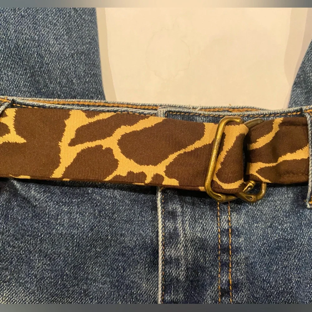 J. CREW accessories Cotton D-ring Preppy Animal Print Brown Belt - M/LG - Picture 3 of 4